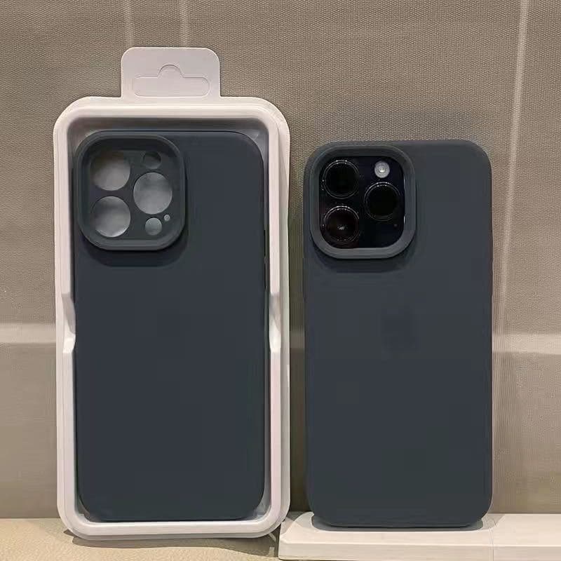 Coque en silicone solide pour iPhone 15 Pro Max, couleur liquide, avec étiquette 14 Pro, 13 Premium, 12 (pack complet)