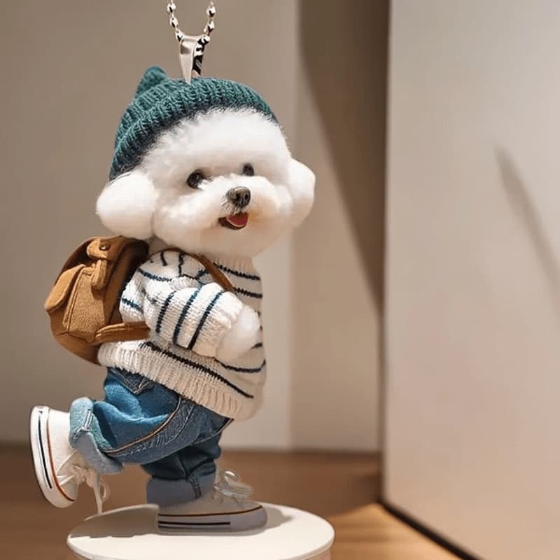 New Creative Dog Backpack Car Acrylic Flat Cute Keychain Gift for Best Friends Pendant