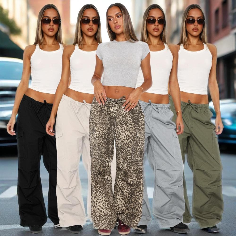 Pantalon cargo pour femme avec cordon de serrage à la taille et poches multiples - Pantalon de travail ample et confortable, coupe droite, pour un style urbain décontracté