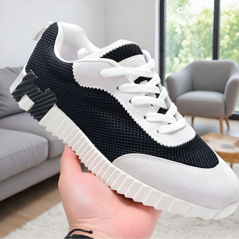 Version cuir de vache ~ Baskets blanches à blocs de couleurs H pour femmes 2025 Nouveau cuir véritable bout rond à lacets plat décontracté coupl