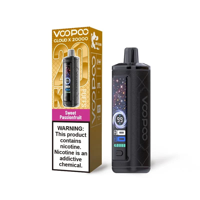 Lot de 2 cigarettes électroniques jetables VOOPOO Cloud X 20K, 20 000 bouffées, 25 ml, 6 mg de nicotine, batterie de 900 mAh, chargeur USB-C, d