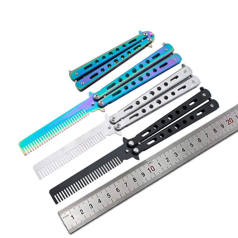 Outdoor Camping Knife Unsharpened Practice Tool Butterfly Swing Comb
