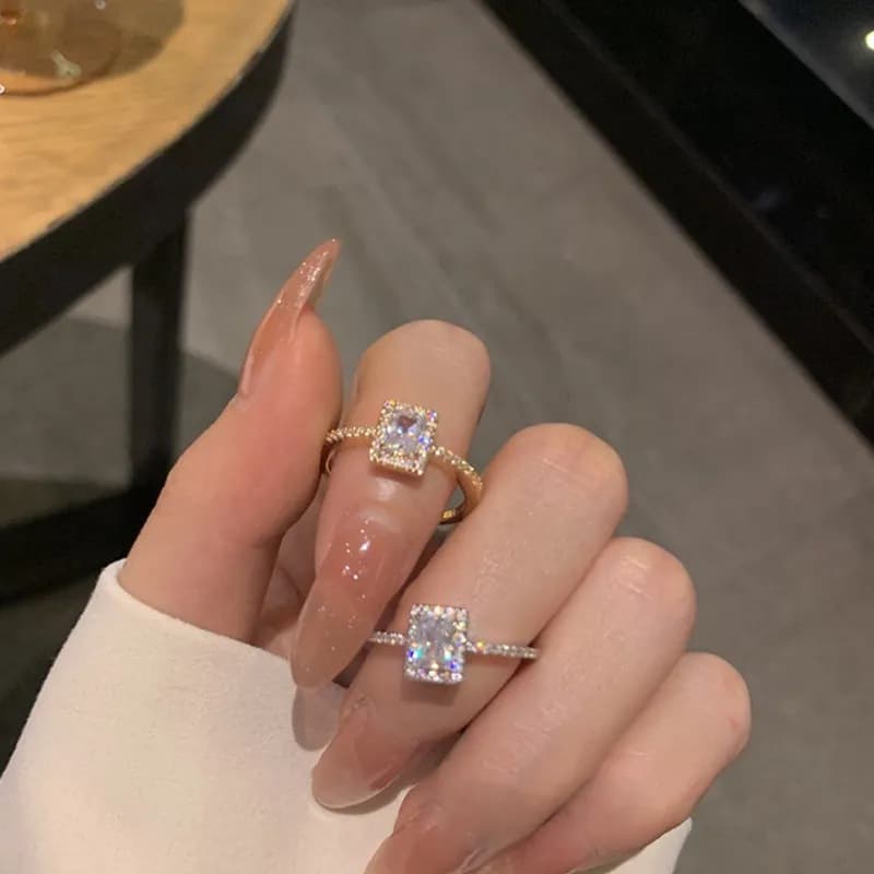 1 Piece Simple Style Square Alloy Inlay Rhinestones Women's Rings