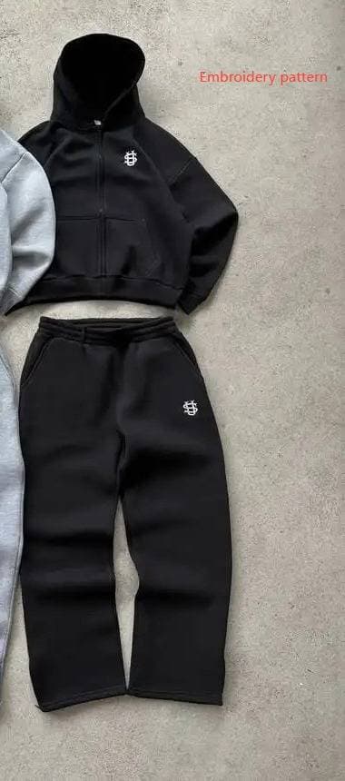 Ensemble sweat-shirt unisexe tendance style streetwear Y2K, deux pièces, tailles S à 3XL.