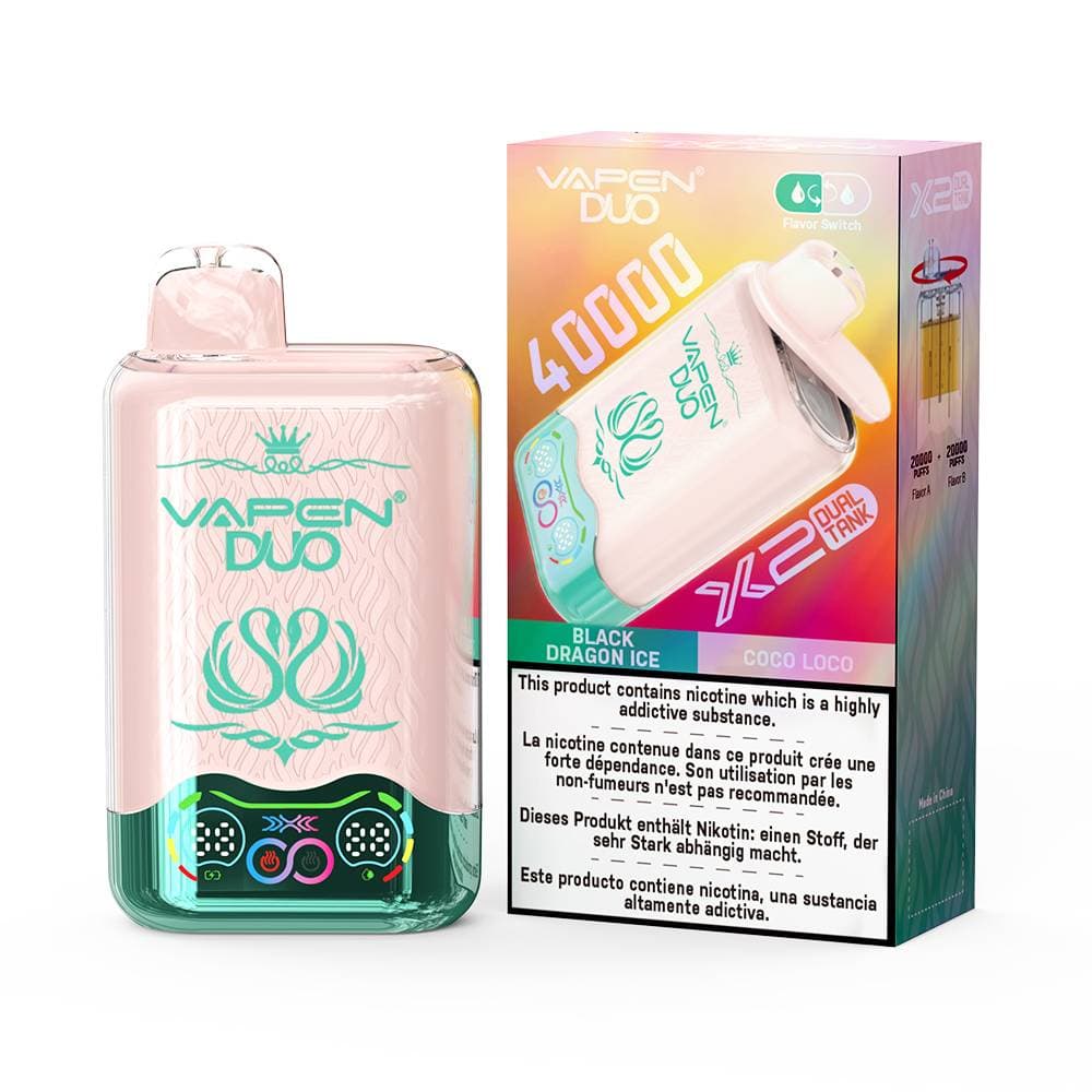 1 Vapen Duo 2 en 1, double réservoir, 40 000 bouffées, jetable, saveur citron vert Razz, chicha électronique Big Puff 50 000 bouffées, Nikotins