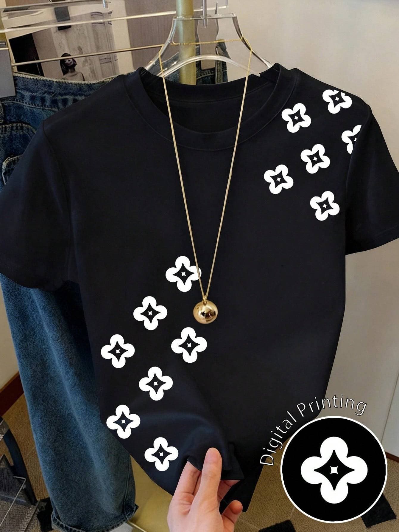 2026 Summer Fashion T-Shirt Trendy Loose Fit Casual Short Sleeve Printed Top