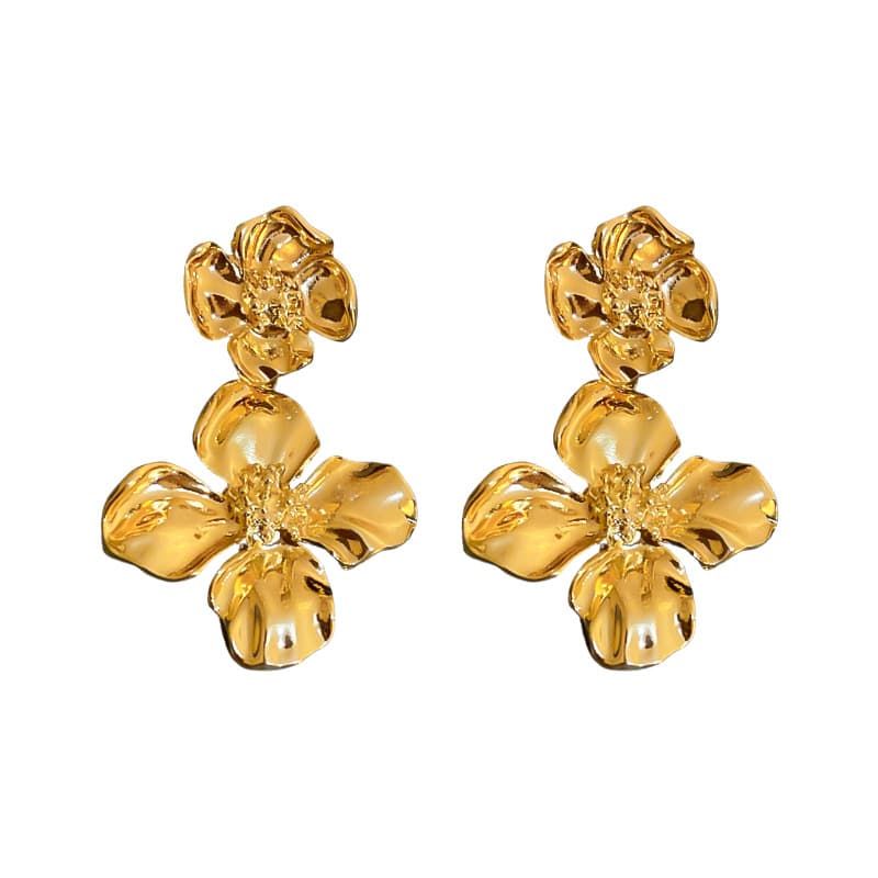 Women's Jewelry Silver Needle High End Metal Cold Style Flower Earrings Exaggerated Design Earrings Light Luxury Earrings