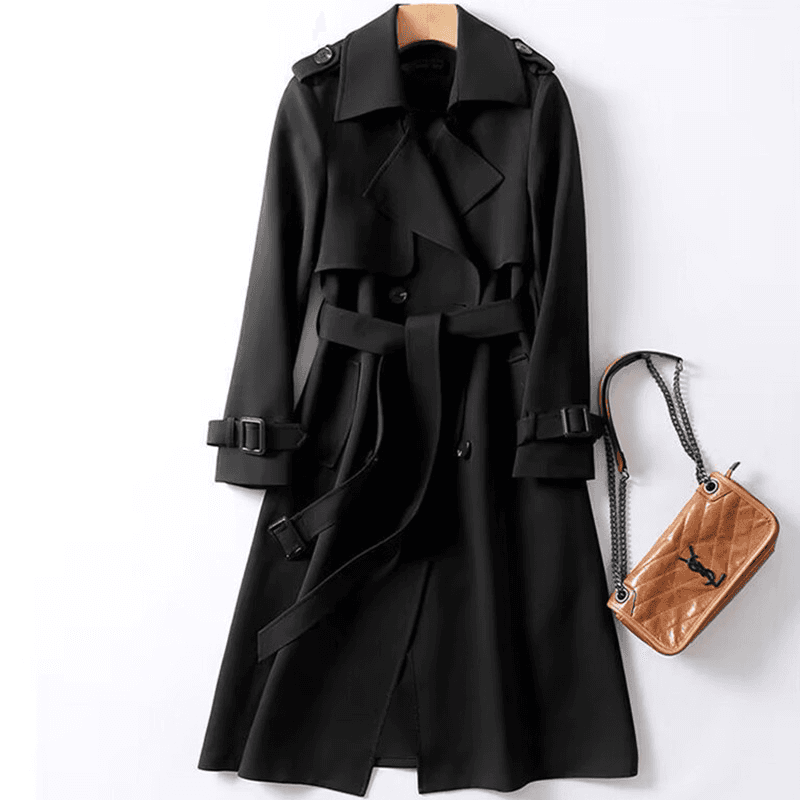 Manteau long croisé pour femme, style coréen, idéal pour le printemps et les déplacements, taille S, tendance et de style britannique.