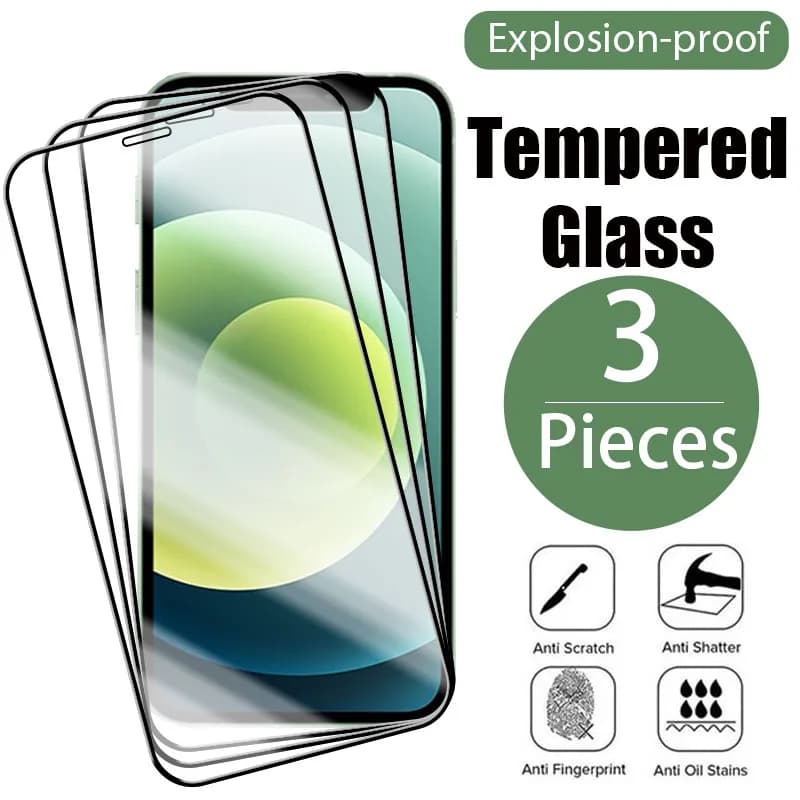 3PCS Tempered Glass For iPhone 15 14 13 12 11 Pro Max 12Mini 13Mini 15Plus X XS XR XSMAX Screen Protector For iPhone7 8 6s Plus SE 2020 Glasss