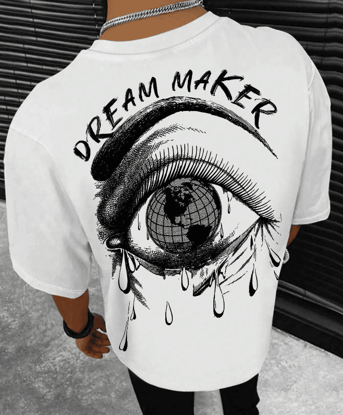 Men's Digital Print Eye T-Shirt - 2025 Spring Summer Trendy Short Sleeve Top (Black/White/Colorful)