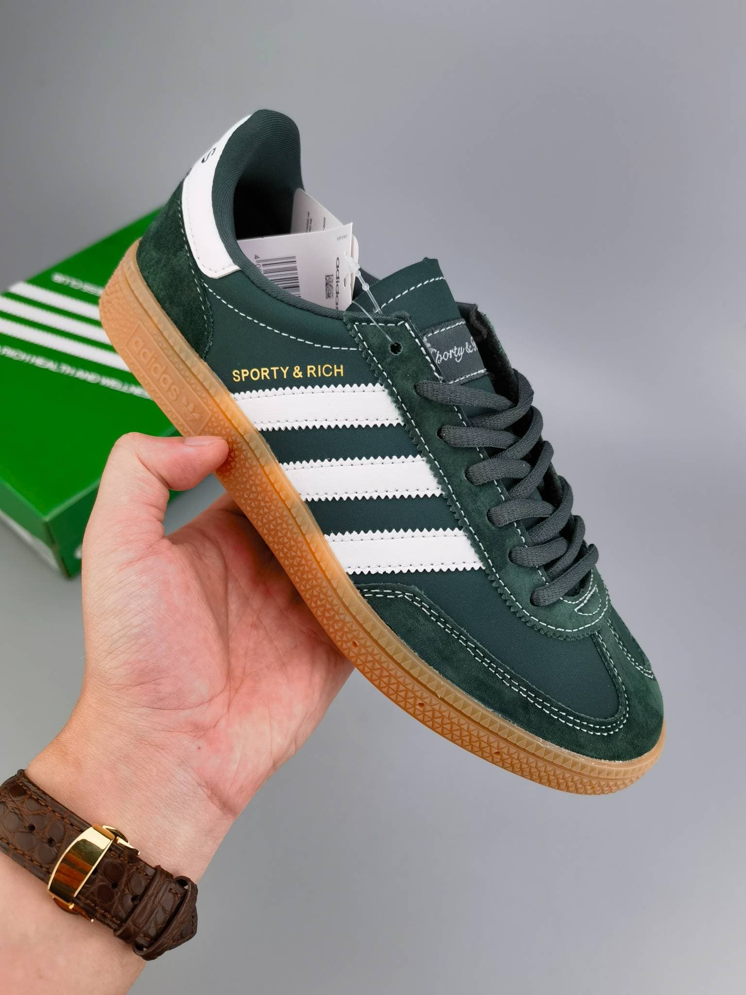 Baskets Sporty & Rich X Handball Spezial Collab en daim marron à semelle gomme, style rétro, basses, chaussures de marche décontractées, unisexes