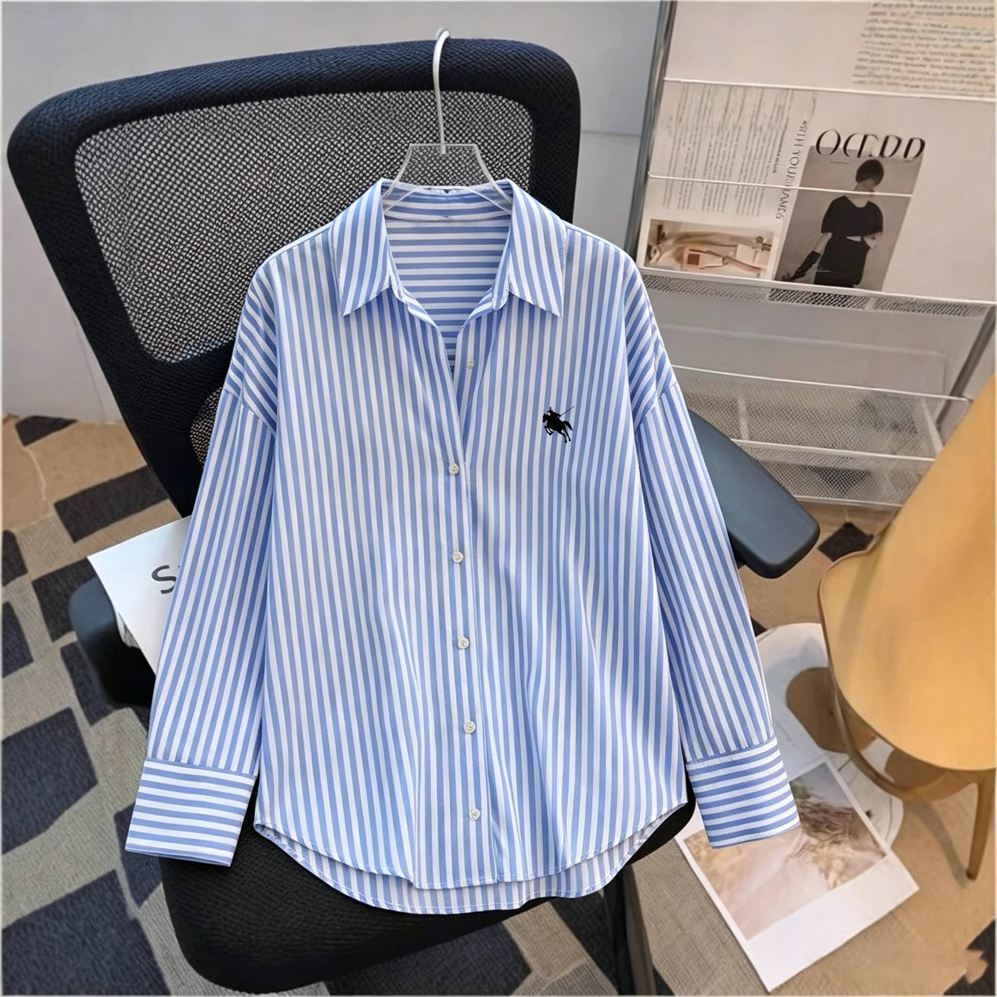 Women's New Spring/Summer Striped Long-Sleeve Shirt – Printed, Loose-Fit, Versatile Top