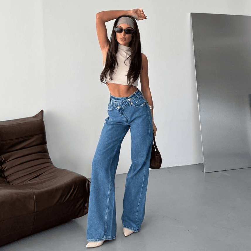High Quality Of European And American Women's Denim New Women's Straight Jeans