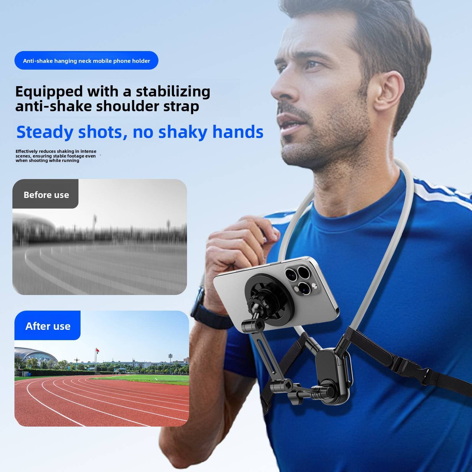 Magnetic Neck Phone Holder For Hands-Free Recording – Adjustable 360° Rotatable Mount For Cycling, Fishing, Vlogging