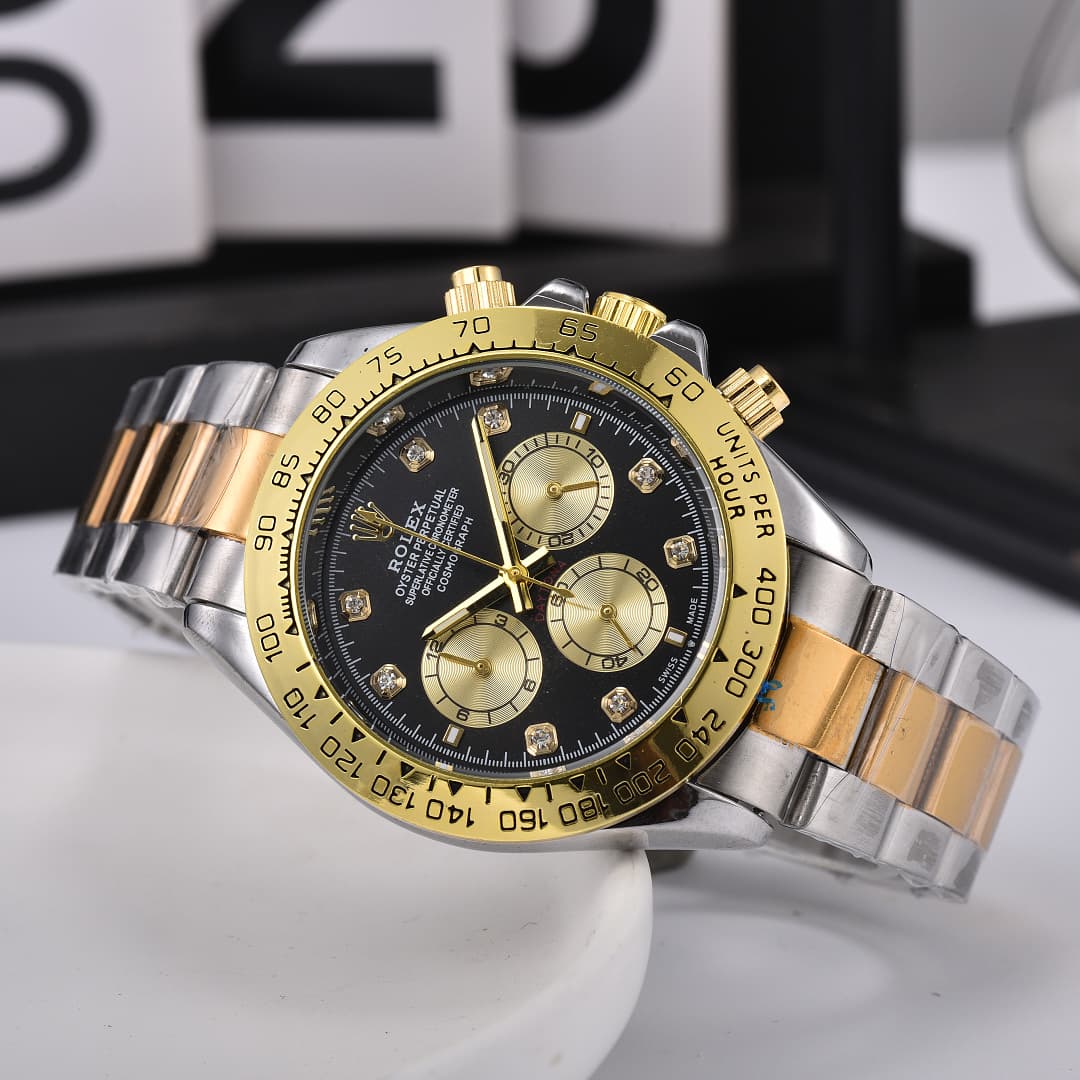Montre de luxe pour homme Rolex, style business, à six aiguilles et cadran classique à trois sous-cadrans.