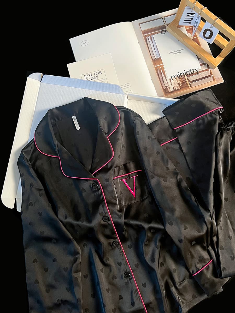 Underwear Pajamas Female Ice Silk Light Luxury Spring And Autumn Long Sleeve New Home Clothes Suit