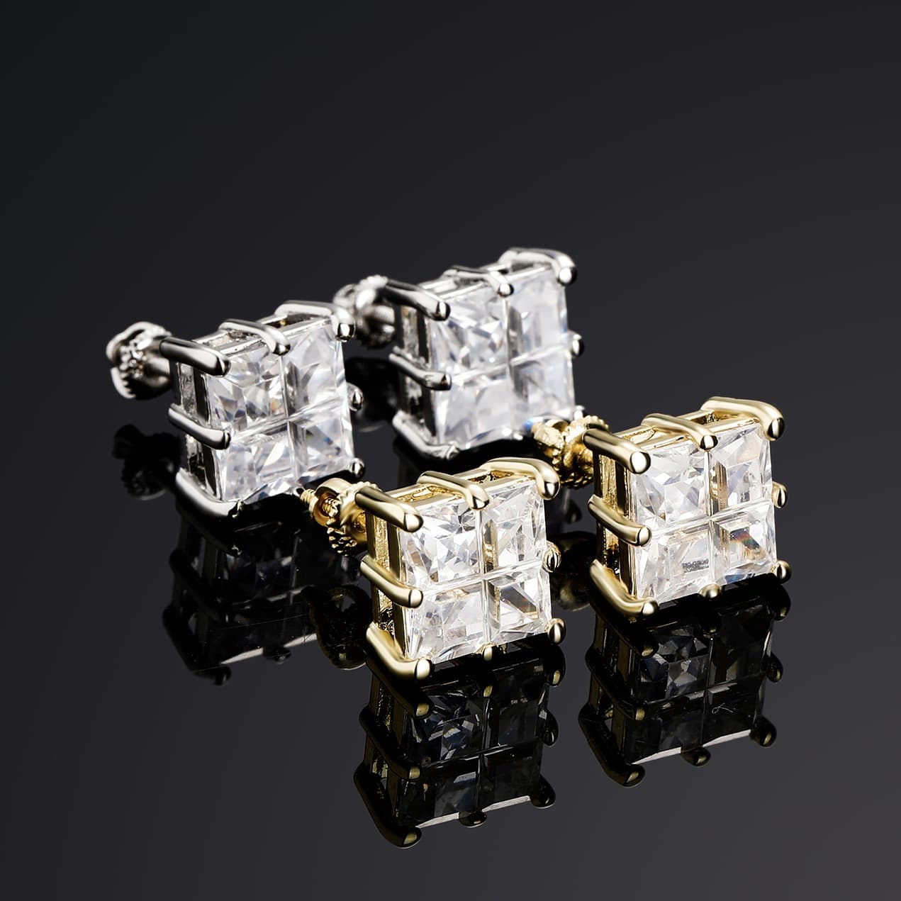 Men's Jewelry Hip Hop Square Zircon Earrings For Men And Women Fashion Personality Simple Earrings