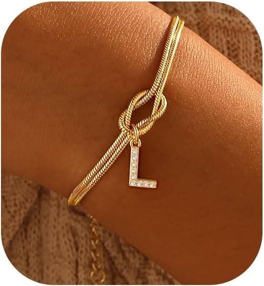 Bracelet en zircon avec 26 lettres, tendance, nœud concentrique, rond, en os de serpent, pour couple, amitié, bijoux de main
