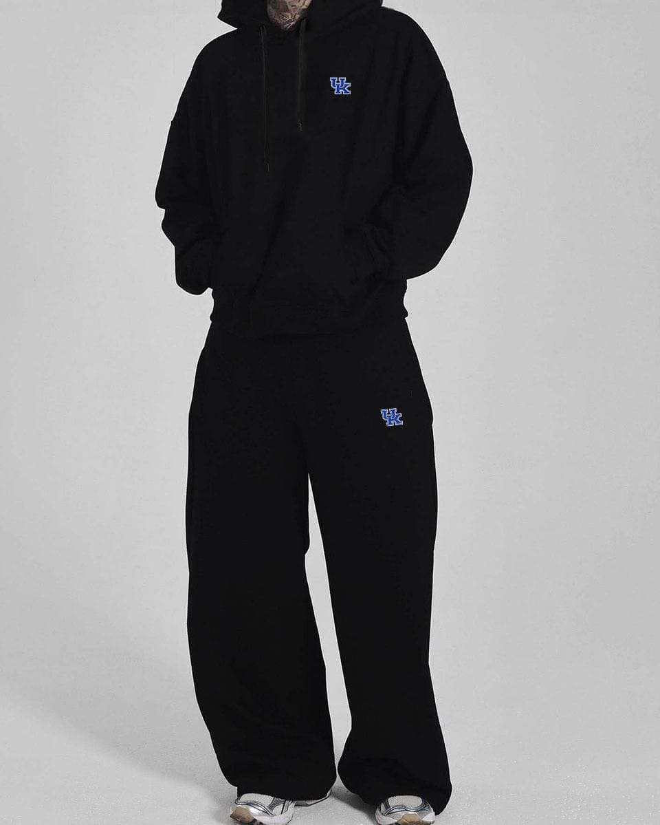 Pantalon droit décontracté à imprimé lettres UK pour homme - Survêtement sweat-shirt style streetwear rétro ample, unisexe, disponible en plusieurs couleurs.