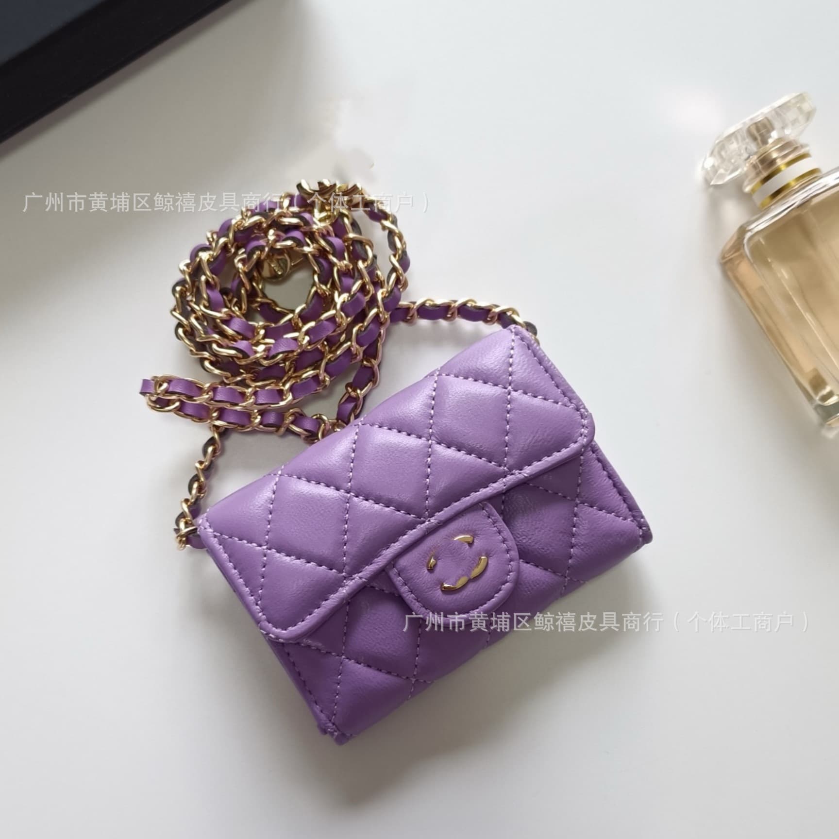 Porte-monnaie classique à rabat en cuir caviar, mini porte-cartes, sac banane matelassé, porte-cartes