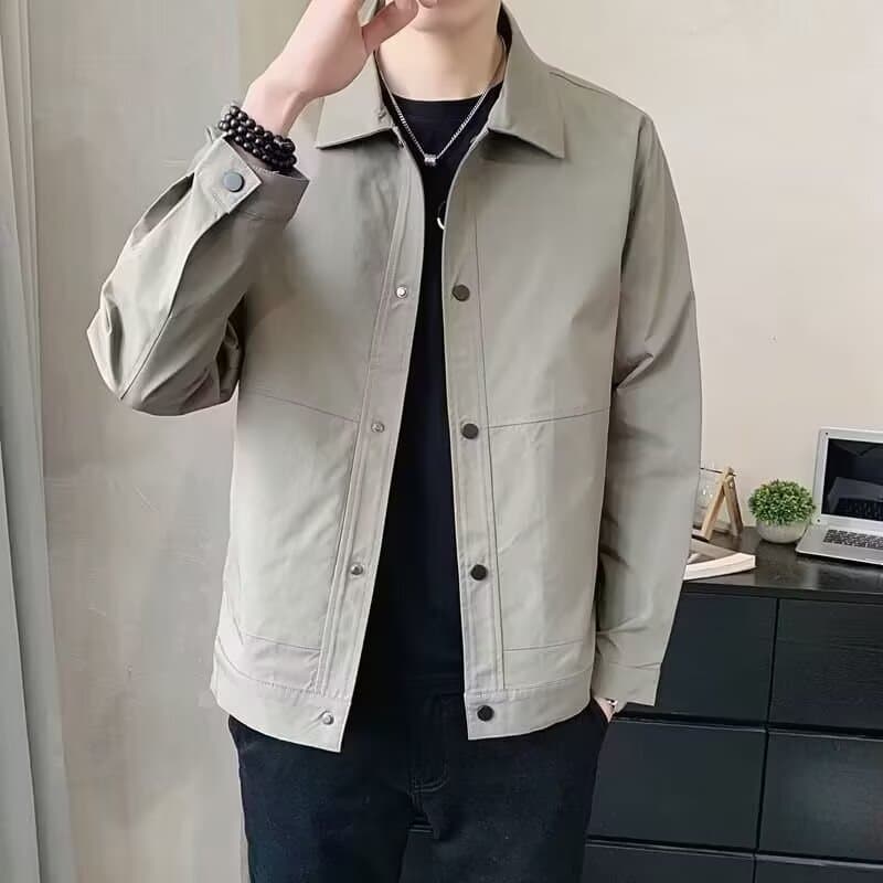 Men's Thin Jacket, Youth Slim Fit, Handsome And Casual, Solid Color Jacket, Lapel, Versatile Men's Clothing