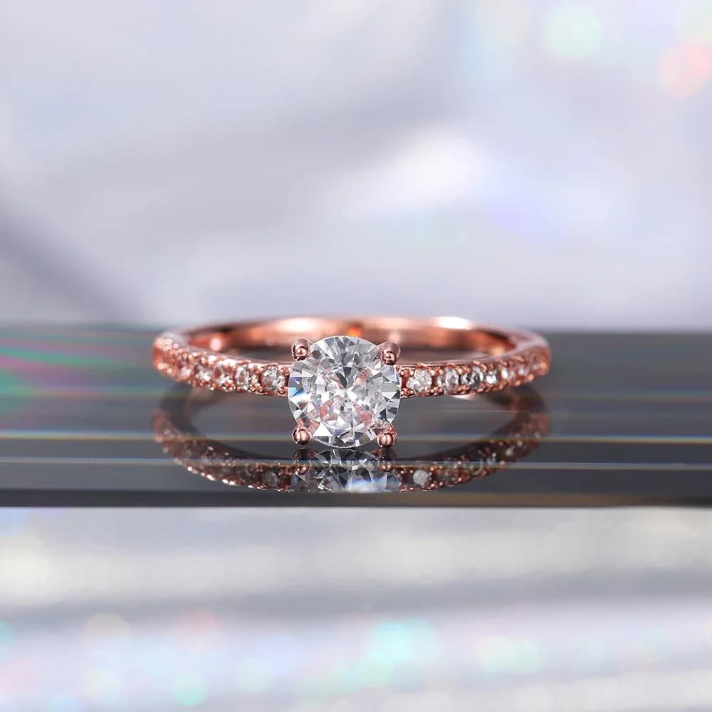 Ready Stock Huitan Wedding Band Eternity Women Brilliant Round Zirconia Engagement Rings Thin Elegant Female Jewelry Drop Ship