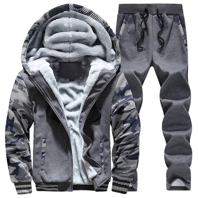 Men's Thick Fleece Hoodie Suit Sports Casual Men's Coat