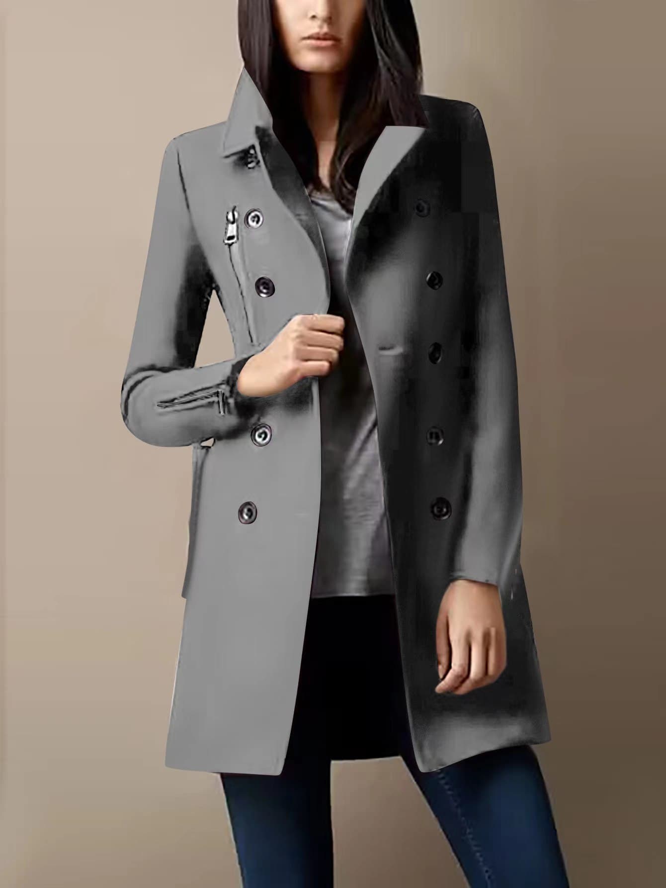 Women's Clothing Autumn and Winter Double breasted Casual Nizi Jacket Women's Clothing