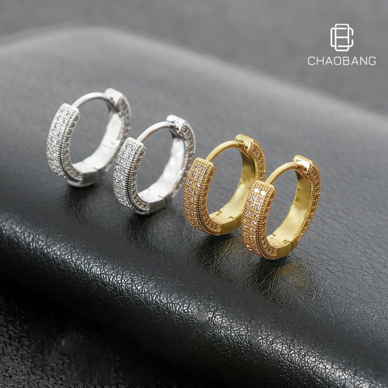full diamond earrings new style ear buckle earrings men's gold earrings women's earrings hot selling accessories