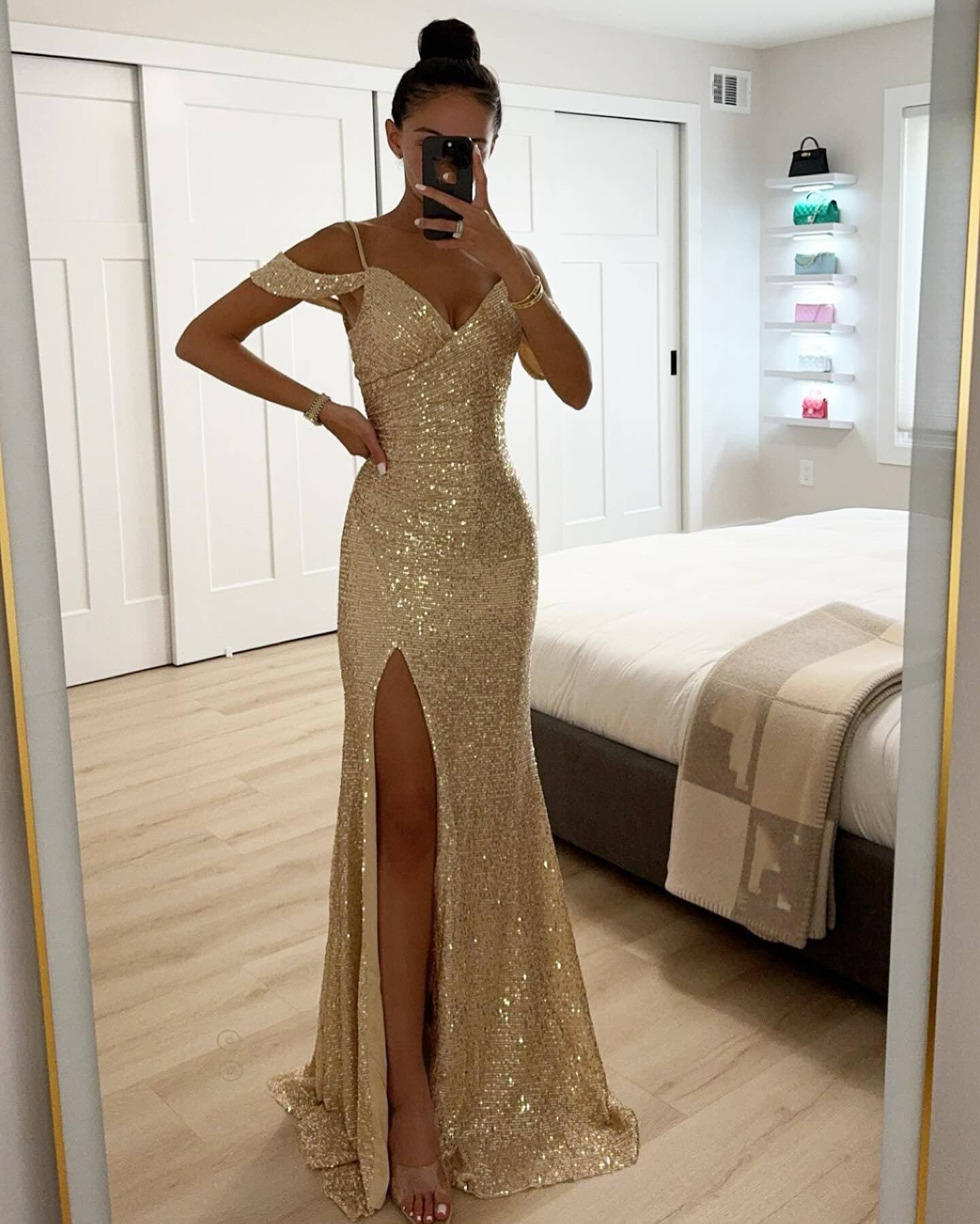 New Suspender Sequined Slit Dress INS Casual Loose Party Dress
