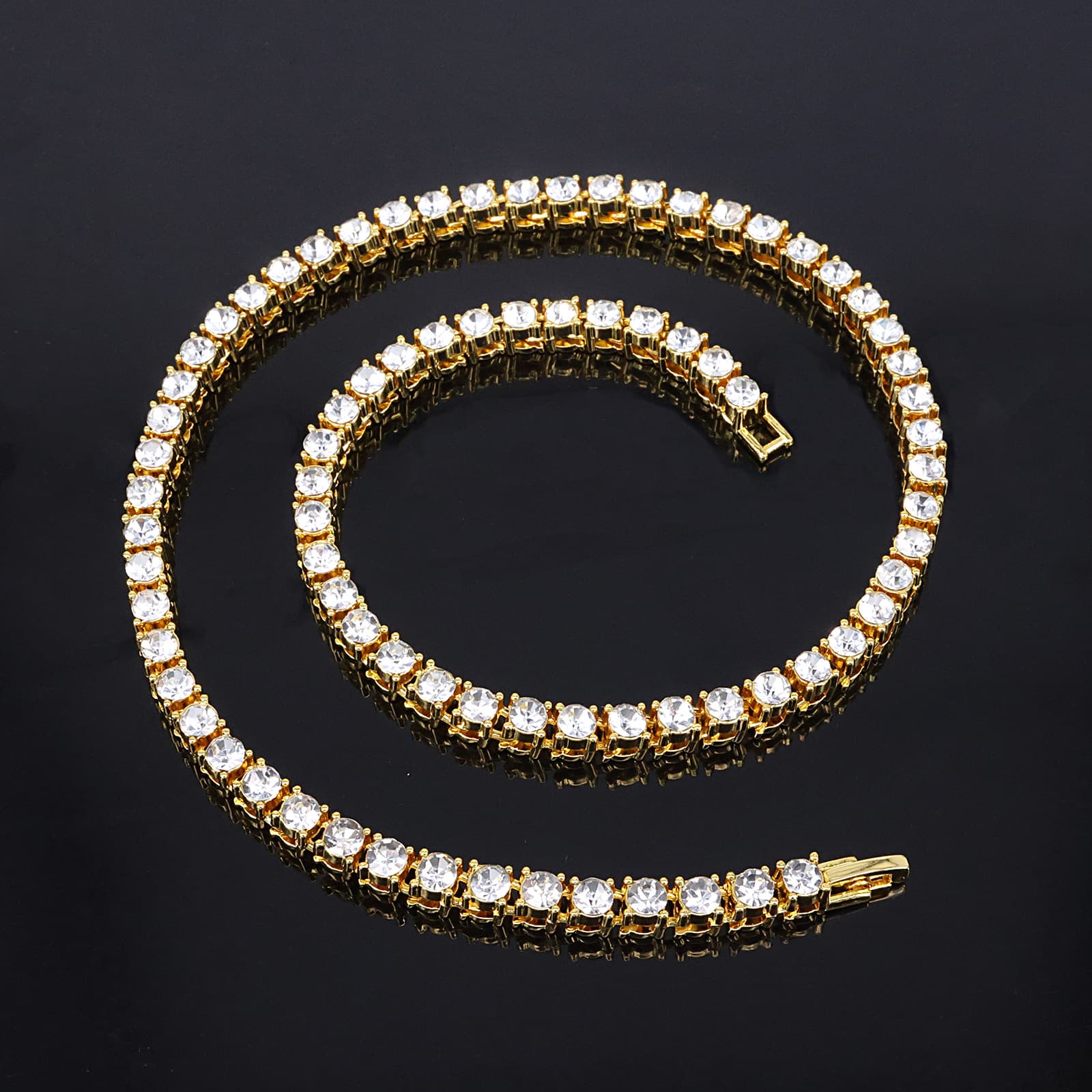 5mm Diamond-Encrusted Tennis Men's Alloy Hip-Hop Cuban Chain