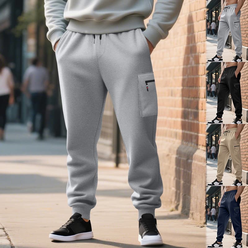 Men’s Heavyweight Workwear Joggers – Relaxed Fit Knit Sweatpants With Drawstring Waist (S-3XL, Black/Navy/Khaki/Gray)​