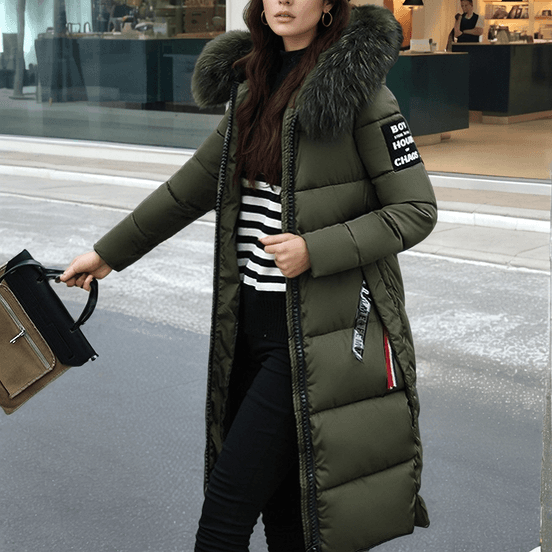 Women's Clothing New cotton padded jacket for women long styledown cotton jacket thickened over the knee fur collar cotton jacket soft winter coat