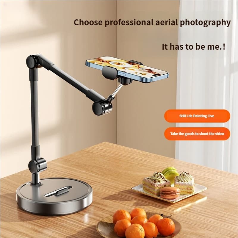 Premium Overhead Phone Tripod Stand – 720° Adjustable Heavy-Duty Mount For Live Streaming, Cooking Videos & Online Classes