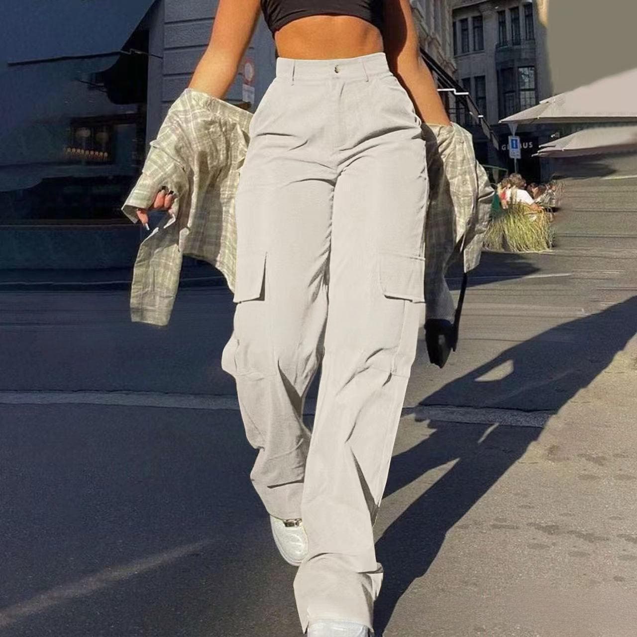 Women's Clothing Casual Washed Overalls Women's Summer New High Waist Wide Leg Straight Breathable Pants