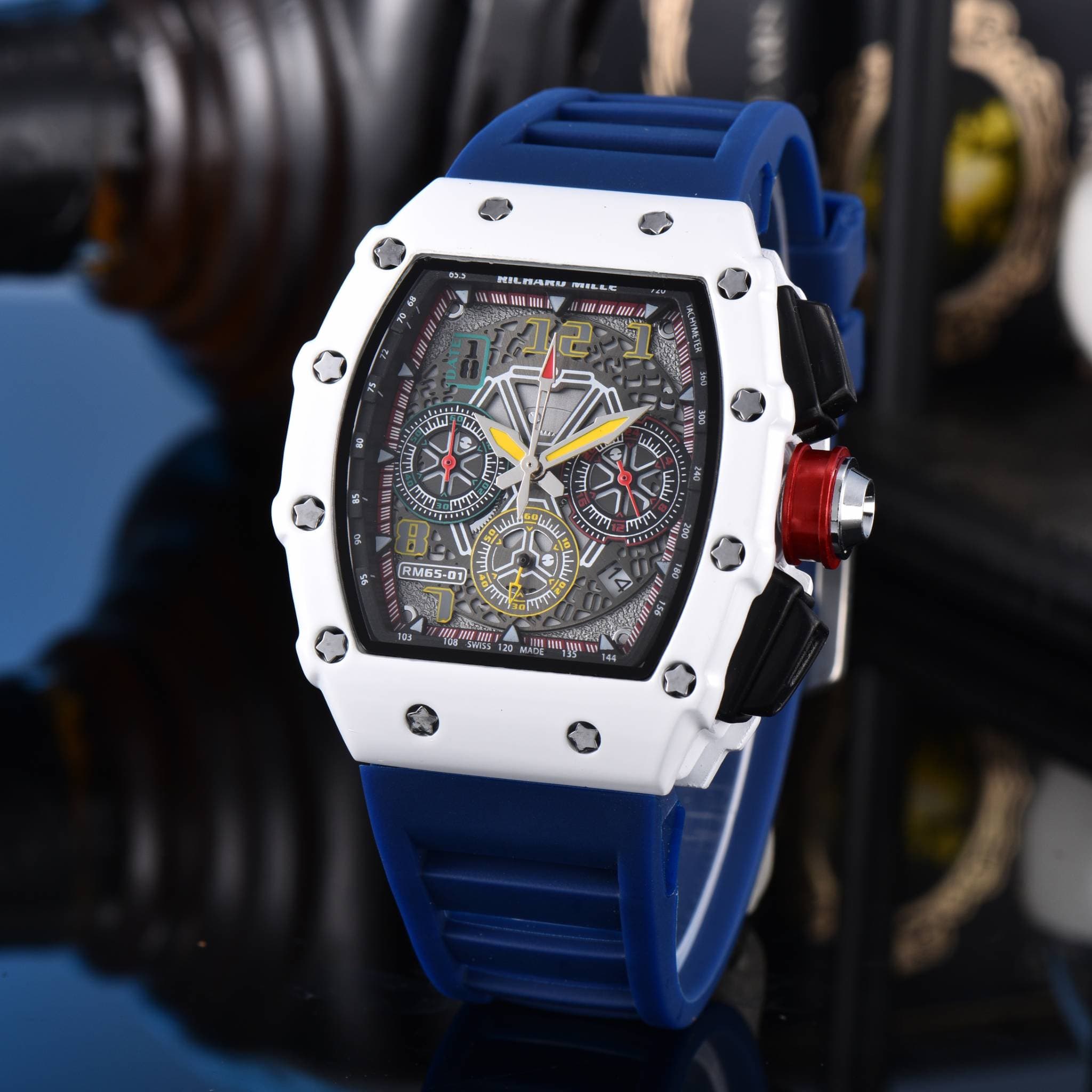 Montre homme de luxe à quartz avec calendrier, design creux AAA, 6 broches, multifonctionnelle, idéale pour les affaires. Cadeau d'anniversaire.