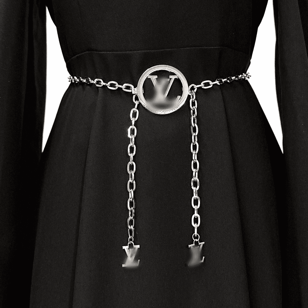 Chaîne de taille double pendentif lettre L/V, tendance et décontractée, en métal tressé.