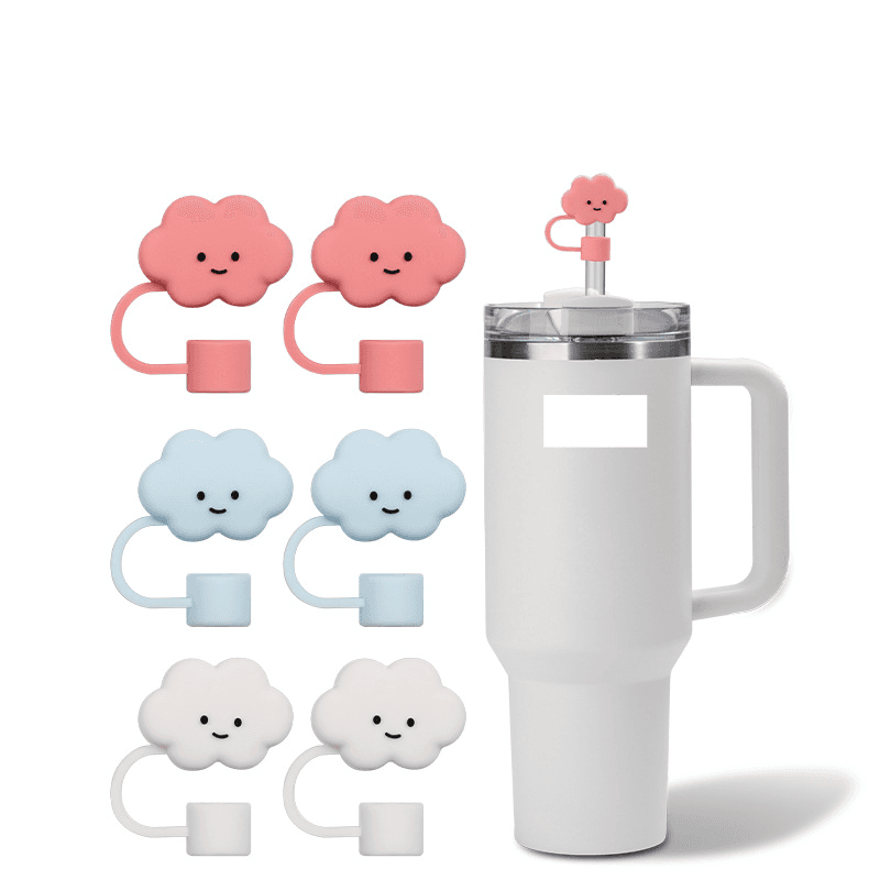 Silicone Straw Cap Flower Cartoon White Cloud Cup Straw Protective Cover Dust Plug 10 Mm