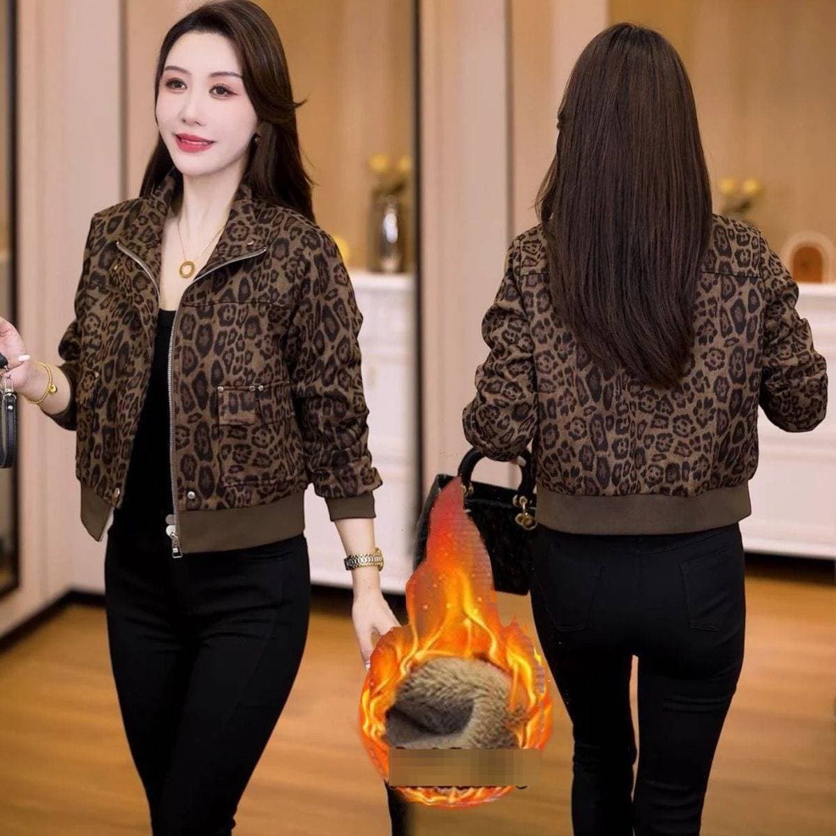 ​​Women's Retro Leopard Print Short Jacket – Trendy Autumn Outerwear, Chic & Versatile For Petite To Plus Size​​