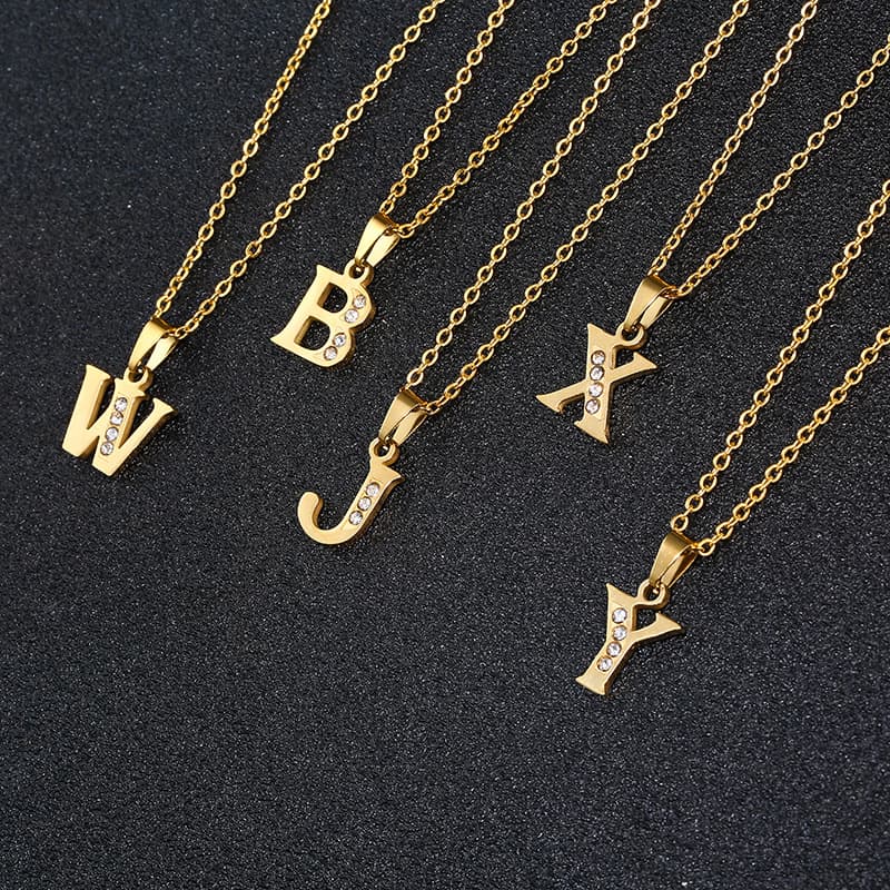 Letter Necklace Female Student Korean Simple Small Size Couple Girlfriends 26 Lucky English Letter Pendant Clavicle Chain