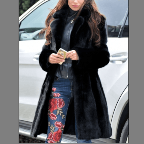 Women's mid-length fur coat loose fluffy soft lamb wool warm coat