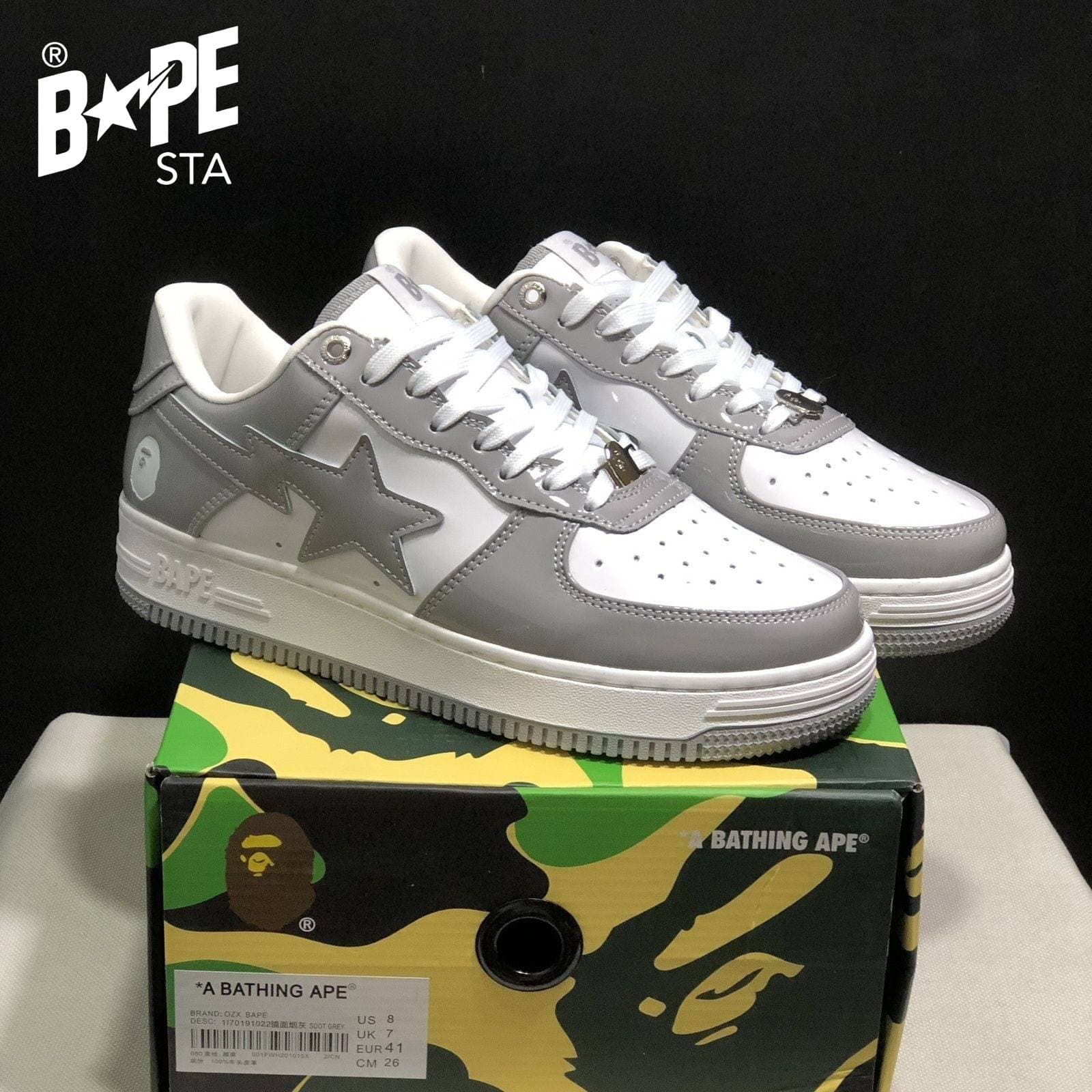 A BATHING-APE Classic Marvel-Lacquer Leather Splicing Fashion Board Shoes Air Force No.1 Board Shoes Unisex