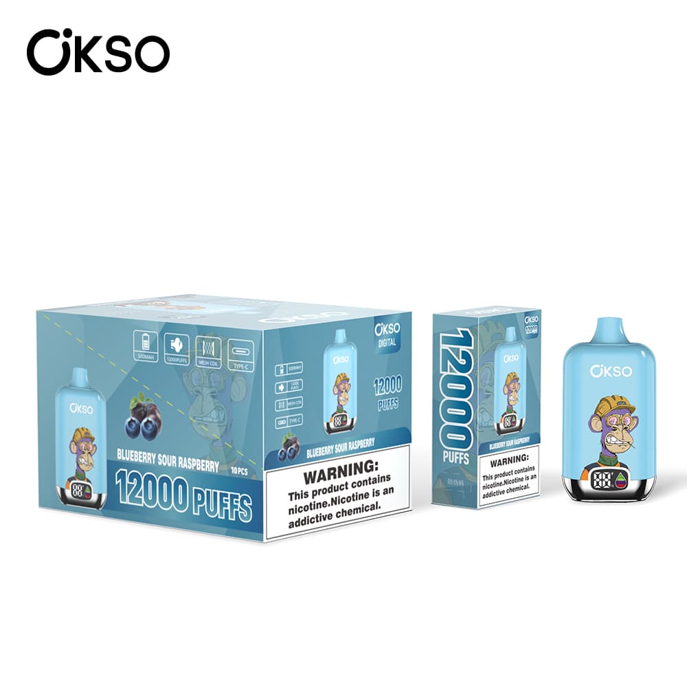 (Mise à niveau du produit ELF BOX 12 000 bouffées - 28 saveurs) Cigarette électronique jetable OKSO Digital 500 mAh, 12 000 bouffées, saveur fr