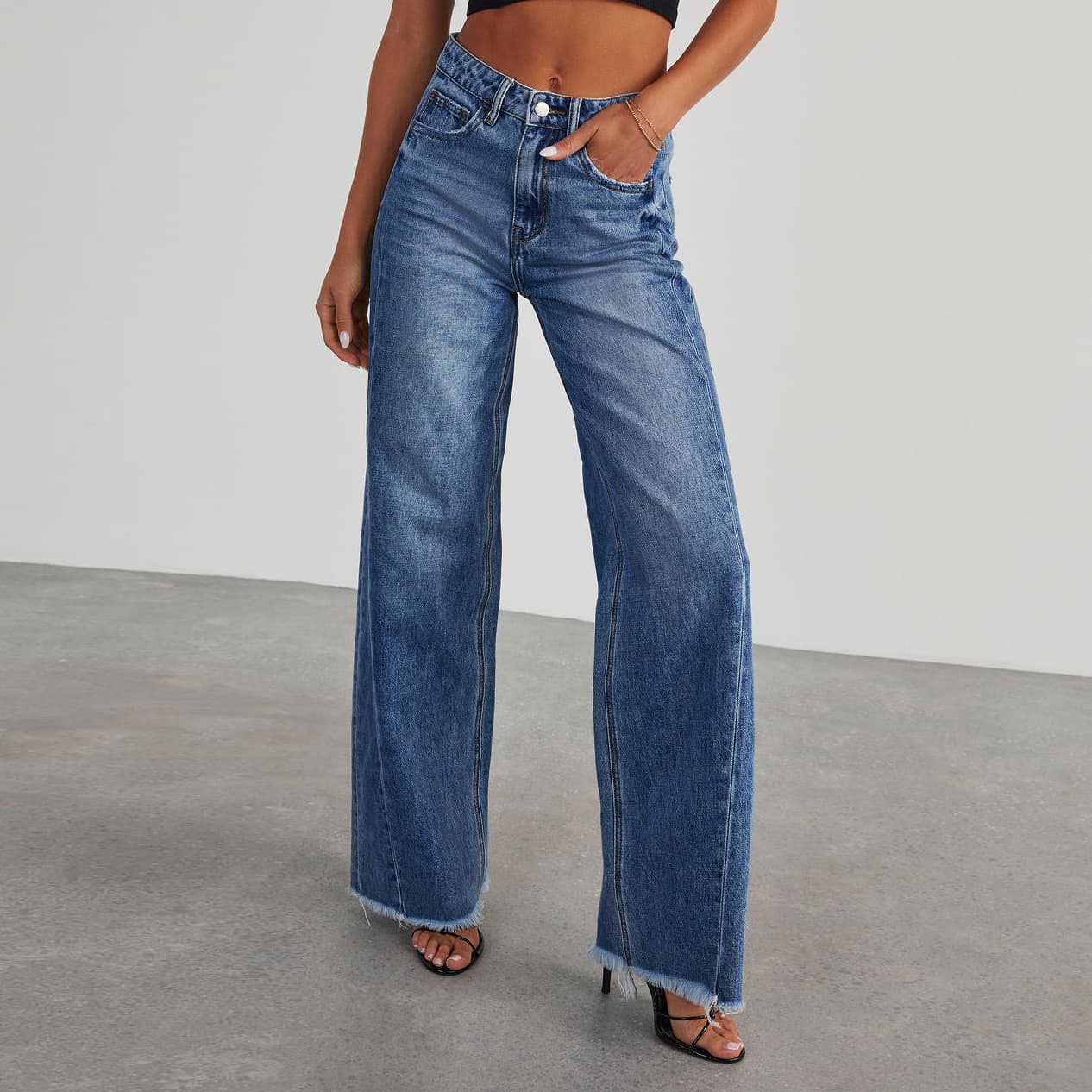 Women's High Waist Wide Leg Jeans - Vintage Washed Denim Pants For Casual & Street Style