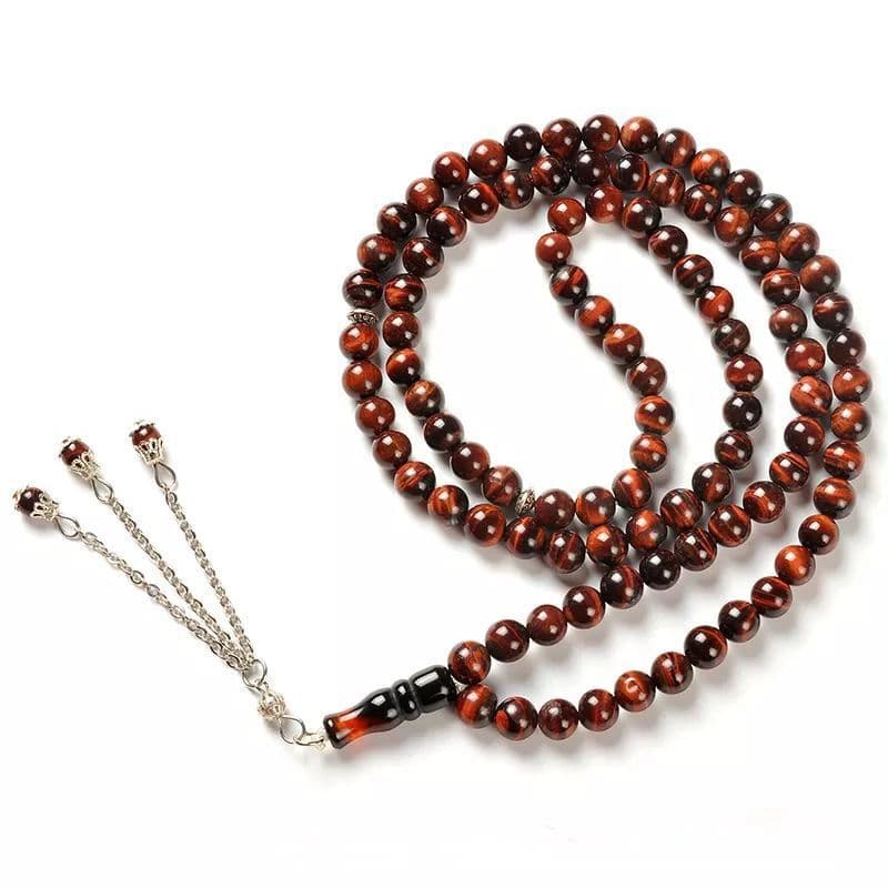 Natural 8mm Hand Held 99 Muslim Prayer Bracelet DIY Tassel Beads Handle Chain