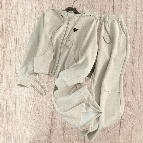 Women's Clothing High Grade Casual Sports Suit With Plush And Thickened Slimming Hooded Sweatshirt And Wide Leg Pants Two Piece Suit