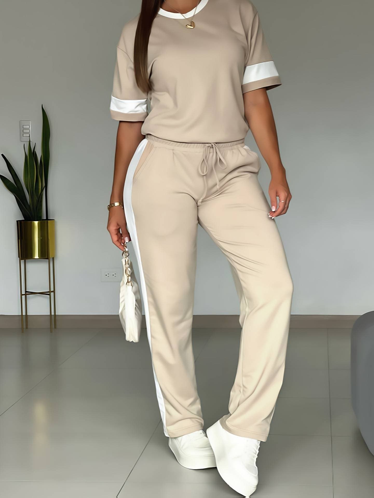 Women's Casual Sports Fashionable Clothing Set European American Style Muslim Dress