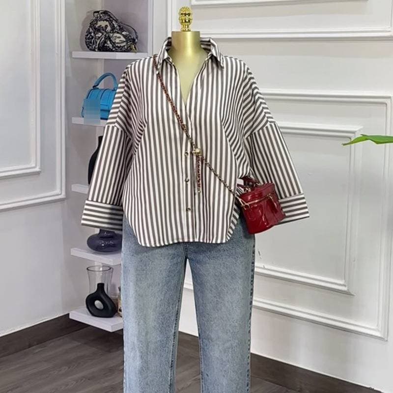 Women's Clothing Fashion Lapel Casual Shirt Loose Fit Summer Style Niche Top Blouse