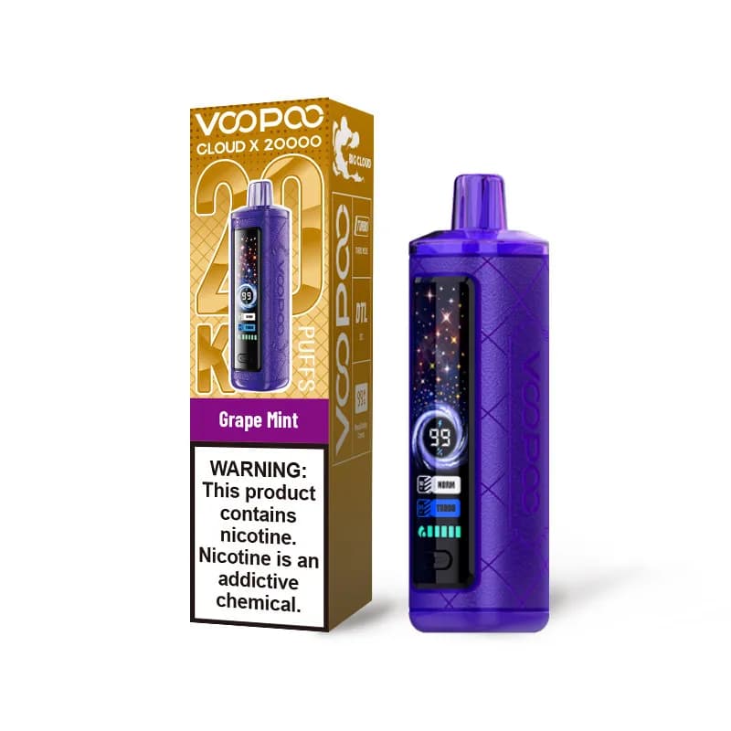Lot de 2 cigarettes électroniques jetables VOOPOO Cloud X 20K, 20 000 bouffées, 25 ml, 6 mg de nicotine, batterie de 900 mAh, chargeur USB-C, d