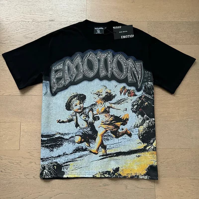 mixed Emotions Men T Shirt Y2K Harajuku Spider Web Shirt Summer Woman Tees Loose Hip Hop Gothic Graphic Print Oversized